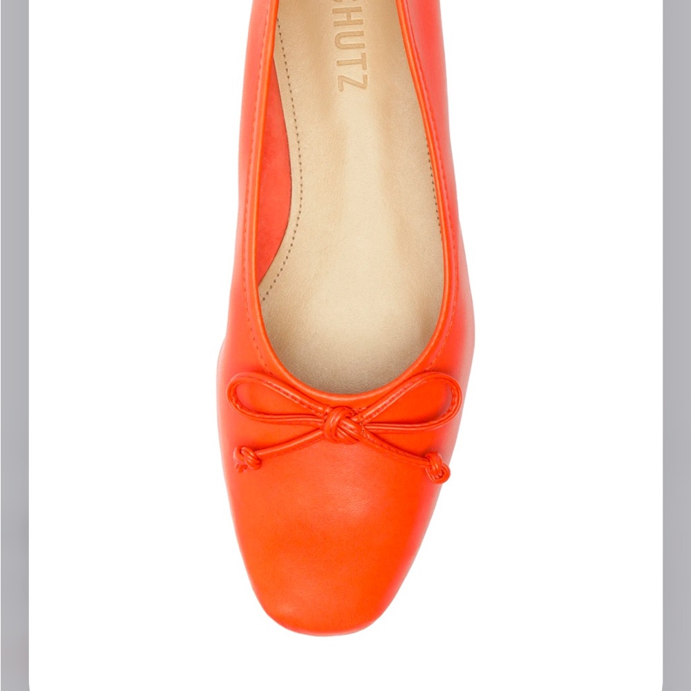 SCHUTZ Orange Ballet Flats with Bow Detail